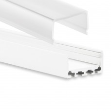 PN4 Kuma C2 Weiß Pulverbeschichtigt Aluminium Profil f. LED Streifen 2m + Abdeckung Opal